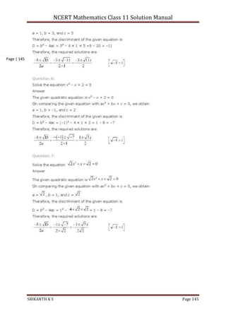 NCERT Mathematics Class 11 Solution Manual
SRIKANTH K S Page 145
Page | 145
 