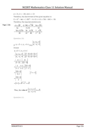 NCERT Mathematics Class 11 Solution Manual
SRIKANTH K S Page 156
Page | 156
 