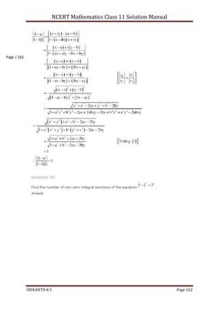 NCERT Mathematics Class 11 Solution Manual
SRIKANTH K S Page 162
Page | 162
 
