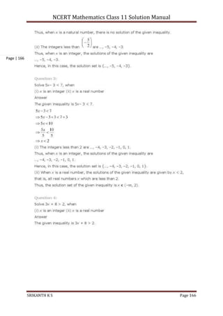 NCERT Mathematics Class 11 Solution Manual
SRIKANTH K S Page 166
Page | 166
 