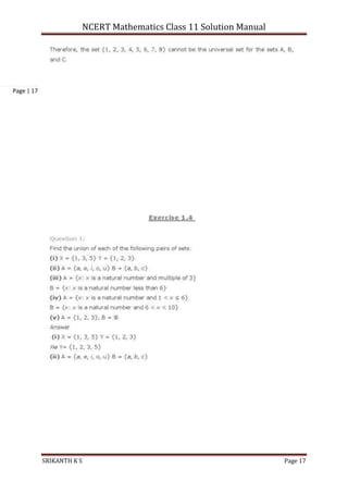 NCERT Mathematics Class 11 Solution Manual
SRIKANTH K S Page 17
Page | 17
 