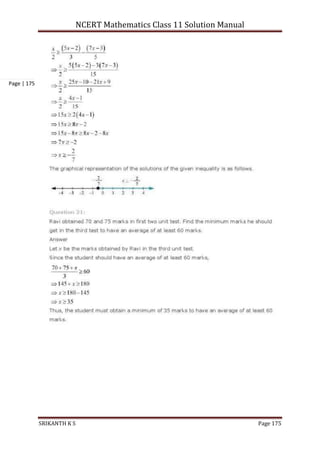 NCERT Mathematics Class 11 Solution Manual
SRIKANTH K S Page 175
Page | 175
 