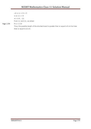 NCERT Mathematics Class 11 Solution Manual
SRIKANTH K S Page 179
Page | 179
 