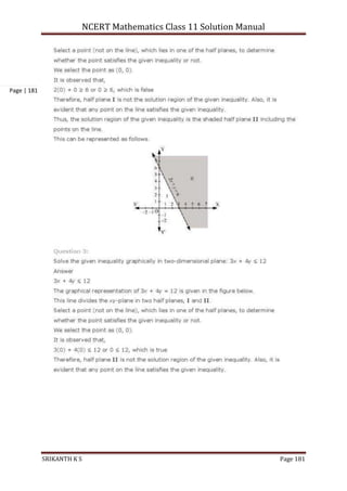 NCERT Mathematics Class 11 Solution Manual
SRIKANTH K S Page 181
Page | 181
 