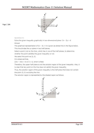 NCERT Mathematics Class 11 Solution Manual
SRIKANTH K S Page 184
Page | 184
 