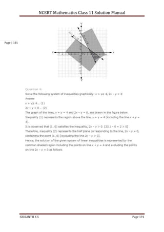NCERT Mathematics Class 11 Solution Manual
SRIKANTH K S Page 191
Page | 191
 