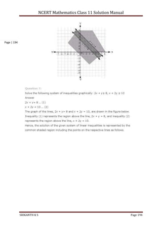 NCERT Mathematics Class 11 Solution Manual
SRIKANTH K S Page 194
Page | 194
 