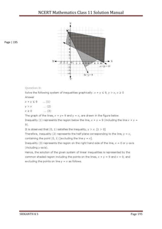 NCERT Mathematics Class 11 Solution Manual
SRIKANTH K S Page 195
Page | 195
 