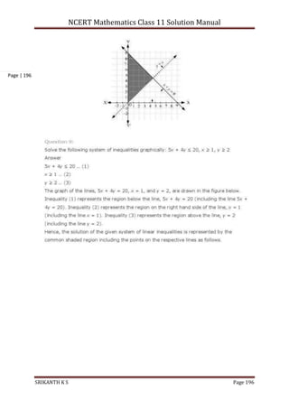 NCERT Mathematics Class 11 Solution Manual
SRIKANTH K S Page 196
Page | 196
 