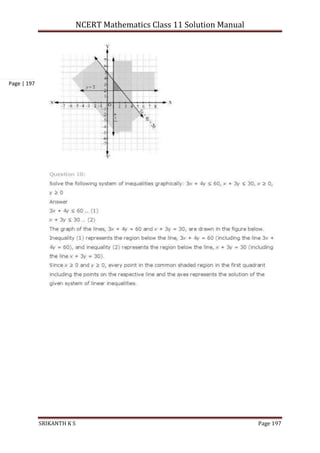 NCERT Mathematics Class 11 Solution Manual
SRIKANTH K S Page 197
Page | 197
 
