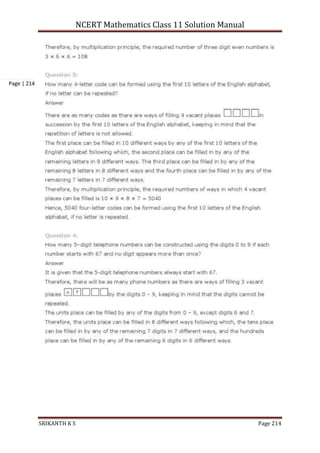 NCERT Mathematics Class 11 Solution Manual
SRIKANTH K S Page 214
Page | 214
 