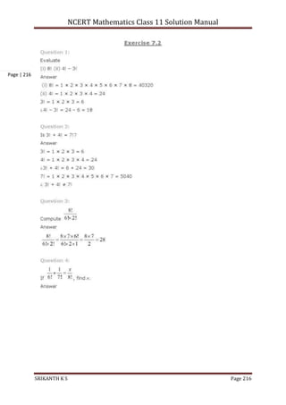 NCERT Mathematics Class 11 Solution Manual
SRIKANTH K S Page 216
Page | 216
 