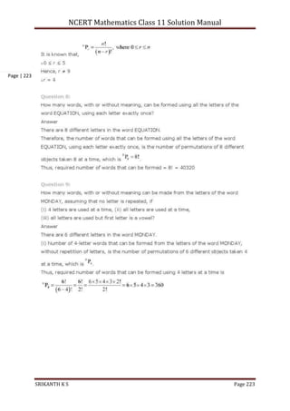 NCERT Mathematics Class 11 Solution Manual
SRIKANTH K S Page 223
Page | 223
 