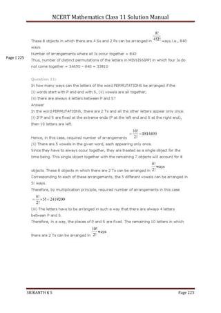 NCERT Mathematics Class 11 Solution Manual
SRIKANTH K S Page 225
Page | 225
 
