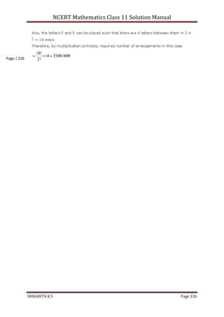 NCERT Mathematics Class 11 Solution Manual
SRIKANTH K S Page 226
Page | 226
 