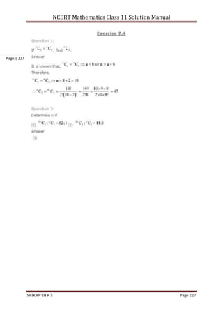 NCERT Mathematics Class 11 Solution Manual
SRIKANTH K S Page 227
Page | 227
 