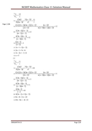 NCERT Mathematics Class 11 Solution Manual
SRIKANTH K S Page 228
Page | 228
 