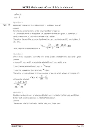 NCERT Mathematics Class 11 Solution Manual
SRIKANTH K S Page 229
Page | 229
 