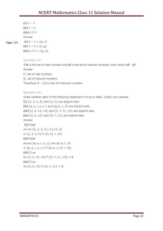 NCERT Mathematics Class 11 Solution Manual
SRIKANTH K S Page 23
Page | 23
 