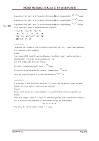 NCERT Mathematics Class 11 Solution Manual
SRIKANTH K S Page 236
Page | 236
 