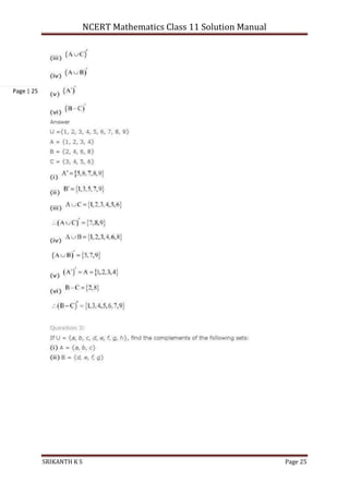NCERT Mathematics Class 11 Solution Manual
SRIKANTH K S Page 25
Page | 25
 