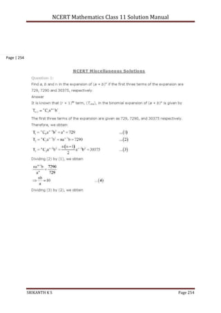 NCERT Mathematics Class 11 Solution Manual
SRIKANTH K S Page 254
Page | 254
 
