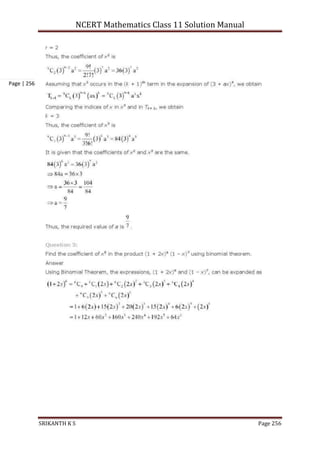 NCERT Mathematics Class 11 Solution Manual
SRIKANTH K S Page 256
Page | 256
 