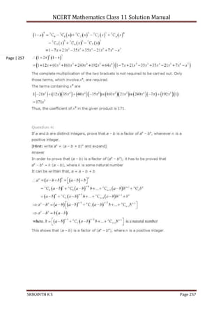 NCERT Mathematics Class 11 Solution Manual
SRIKANTH K S Page 257
Page | 257
 
