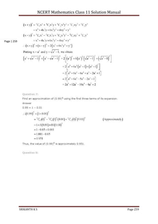 NCERT Mathematics Class 11 Solution Manual
SRIKANTH K S Page 259
Page | 259
 