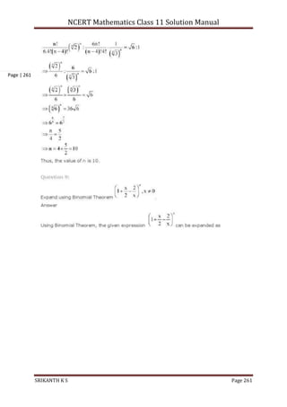 NCERT Mathematics Class 11 Solution Manual
SRIKANTH K S Page 261
Page | 261
 
