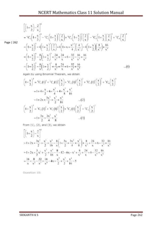 NCERT Mathematics Class 11 Solution Manual
SRIKANTH K S Page 262
Page | 262
 