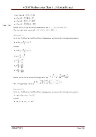 NCERT Mathematics Class 11 Solution Manual
SRIKANTH K S Page 268
Page | 268
 