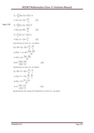NCERT Mathematics Class 11 Solution Manual
SRIKANTH K S Page 278
Page | 278
 