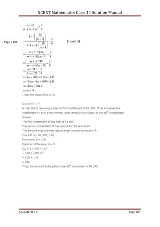 NCERT Mathematics Class 11 Solution Manual
SRIKANTH K S Page 283
Page | 283
 