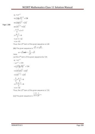 NCERT Mathematics Class 11 Solution Manual
SRIKANTH K S Page 288
Page | 288
 