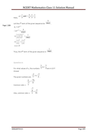 NCERT Mathematics Class 11 Solution Manual
SRIKANTH K S Page 289
Page | 289
 