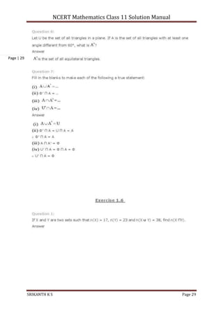 NCERT Mathematics Class 11 Solution Manual
SRIKANTH K S Page 29
Page | 29
 