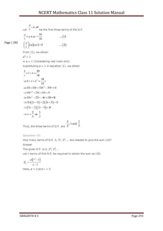 NCERT Mathematics Class 11 Solution Manual
SRIKANTH K S Page 293
Page | 293
 