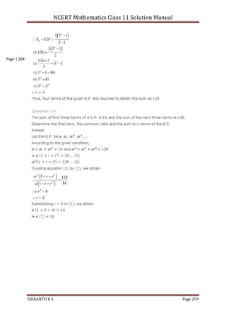 NCERT Mathematics Class 11 Solution Manual
SRIKANTH K S Page 294
Page | 294
 