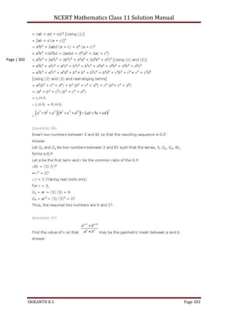 NCERT Mathematics Class 11 Solution Manual
SRIKANTH K S Page 303
Page | 303
 