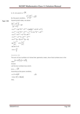 NCERT Mathematics Class 11 Solution Manual
SRIKANTH K S Page 304
Page | 304
 