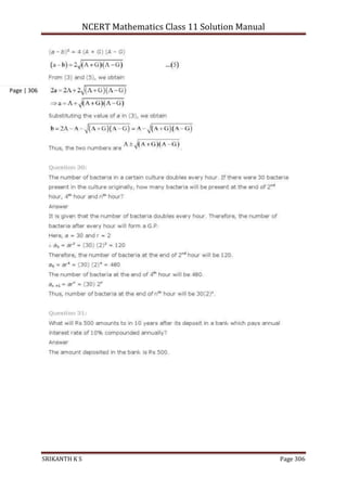 NCERT Mathematics Class 11 Solution Manual
SRIKANTH K S Page 306
Page | 306
 