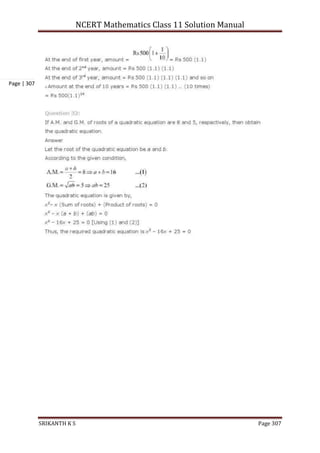 NCERT Mathematics Class 11 Solution Manual
SRIKANTH K S Page 307
Page | 307
 