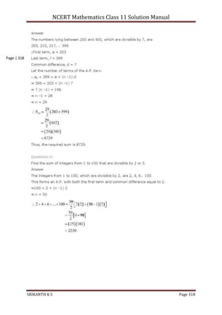 NCERT Mathematics Class 11 Solution Manual
SRIKANTH K S Page 318
Page | 318
 