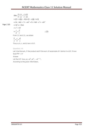NCERT Mathematics Class 11 Solution Manual
SRIKANTH K S Page 325
Page | 325
 