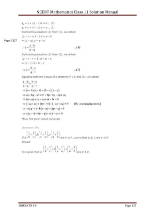 NCERT Mathematics Class 11 Solution Manual
SRIKANTH K S Page 327
Page | 327
 