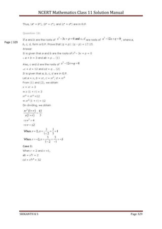 NCERT Mathematics Class 11 Solution Manual
SRIKANTH K S Page 329
Page | 329
 