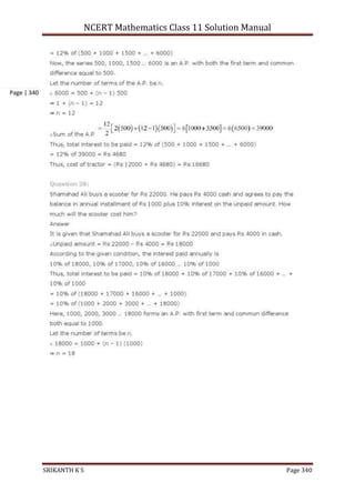 NCERT Mathematics Class 11 Solution Manual
SRIKANTH K S Page 340
Page | 340
 