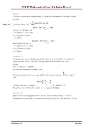 NCERT Mathematics Class 11 Solution Manual
SRIKANTH K S Page 342
Page | 342
 