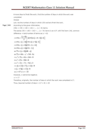 NCERT Mathematics Class 11 Solution Manual
SRIKANTH K S Page 343
Page | 343
 